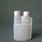HDPE chemical liquid measuring empty double dual chamber plastic twin neck bottle