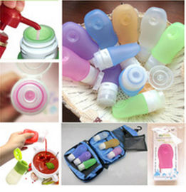 3 Pcs Empty Squeezable Silicone Refillable Travel Shampoo Cream Tubes Bottle