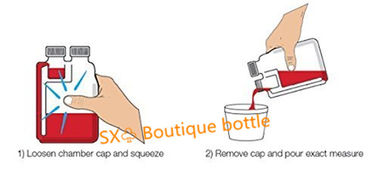 HDPE chemical liquid measuring empty double dual chamber plastic twin neck bottle